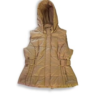 Women's Hooded Puffer Vest, color: Gold
